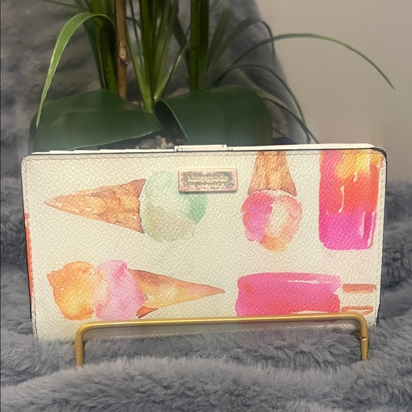 kate spade Handbags - Kate Spade 🌺 HOST PICK 🌺 Ice Cream Print Wallet - White and Pink | GUC